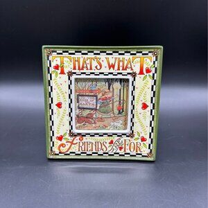 Vintage Mary Engelbreit Picture Frame What Friends Are For 90s Green Checkered